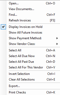 Batch Payables Check Printing