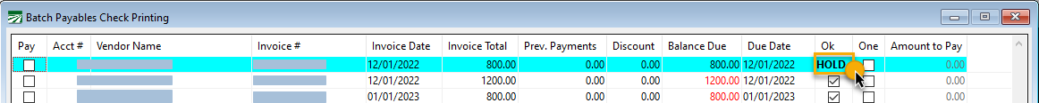 Batch Payables Check Printing