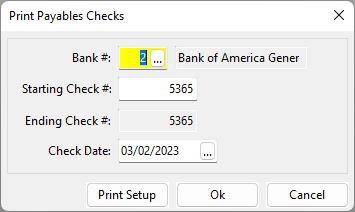 Batch Payables Check Printing
