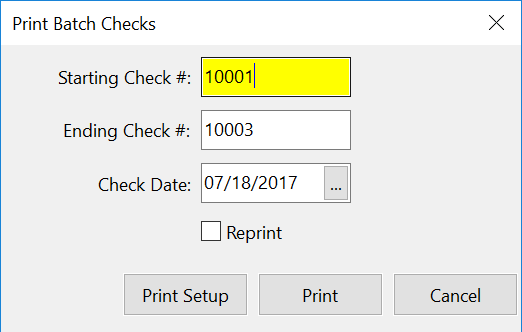 Batch Payables Check Printing
